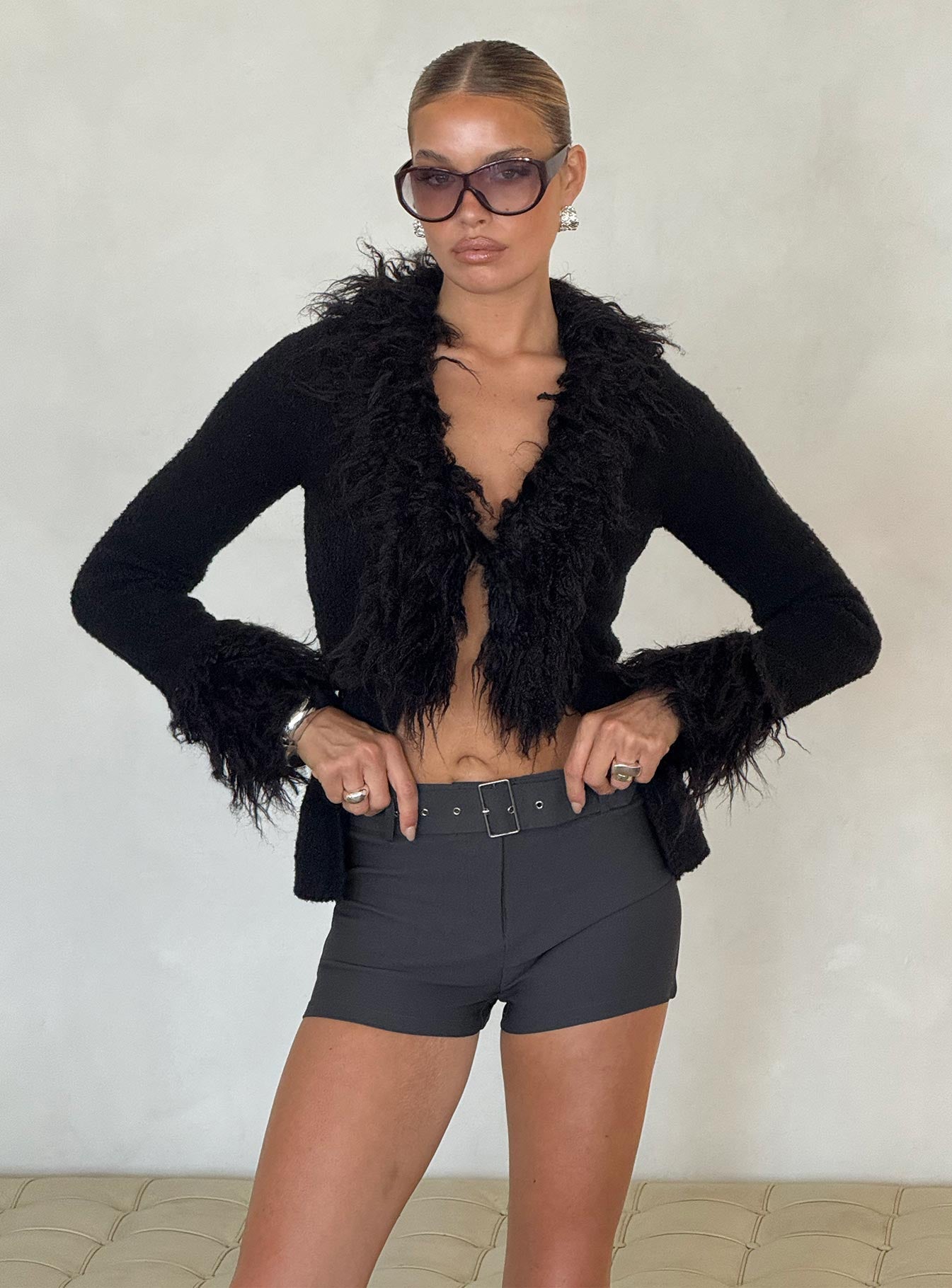 Titanium Belted Micro Short Charcoal