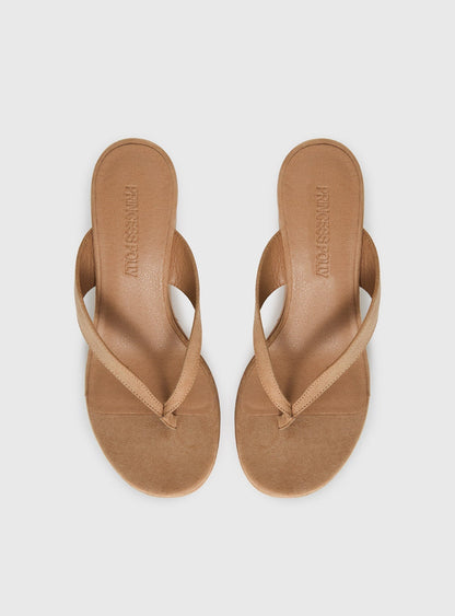 Kamiko Wedged Heels Tan Faux Suede
