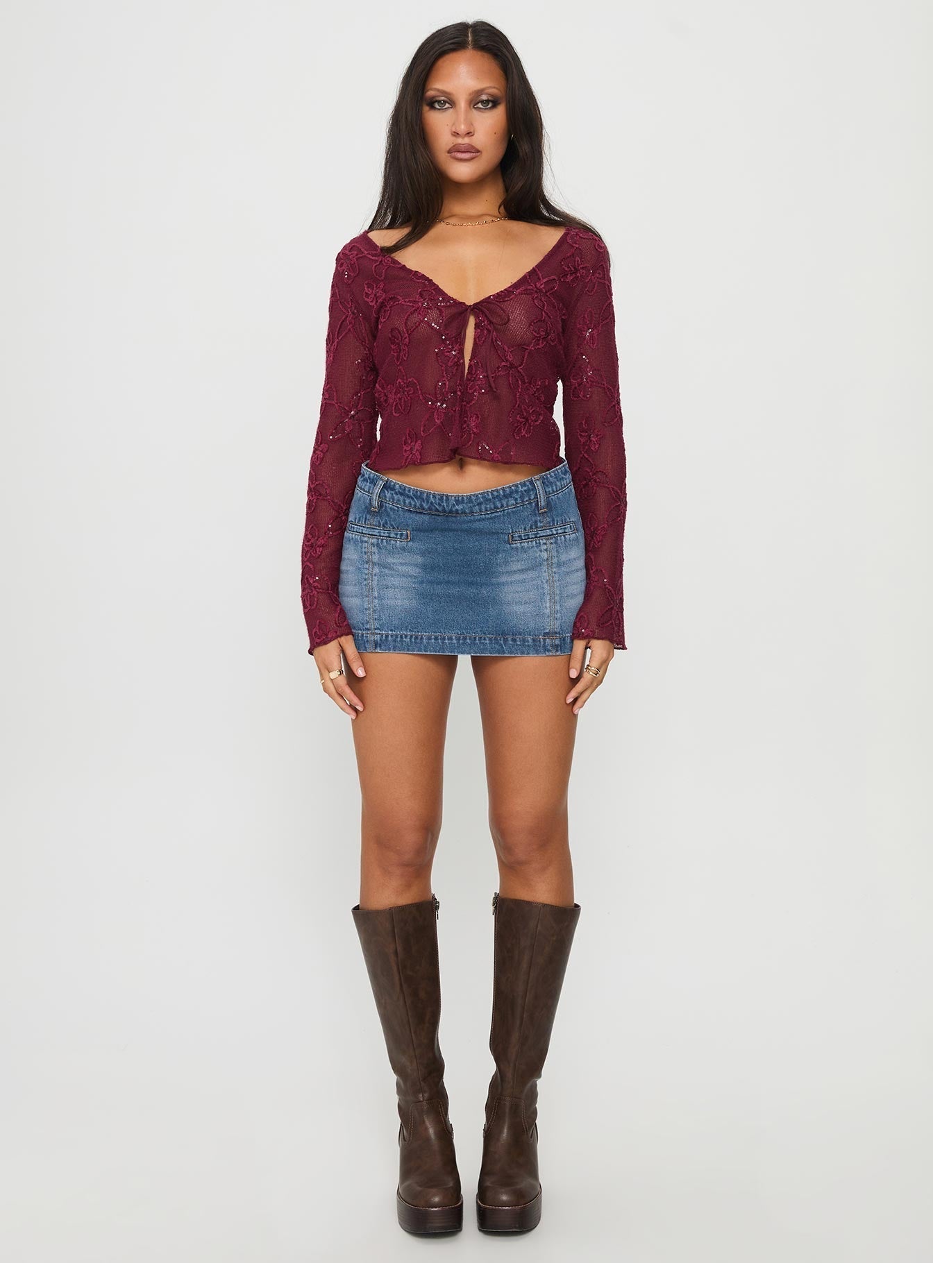 Darbi Denim Mini Skort Mid Blue
