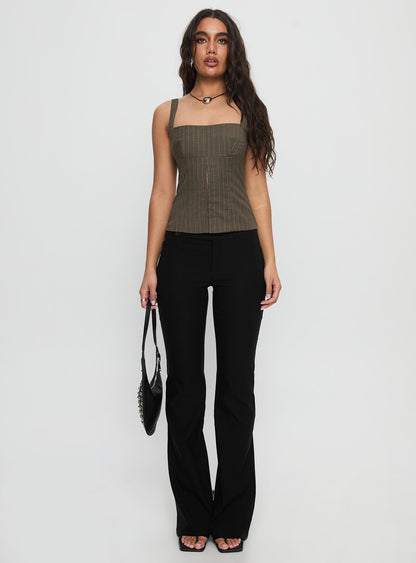 Nylen Tailored Suiting Top Brown Pinstripe